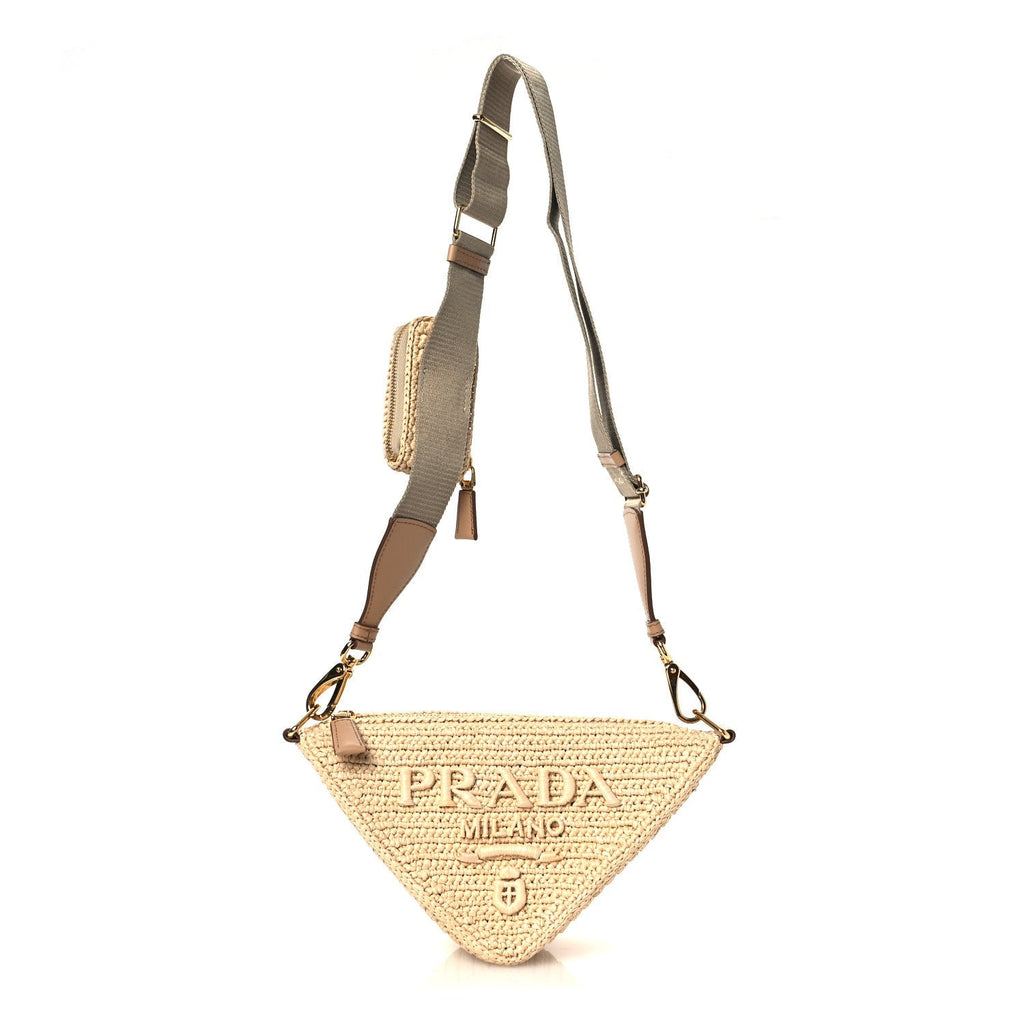 Yarn Raffia Effect Crochet Triangle Shoulder Bag Naturale