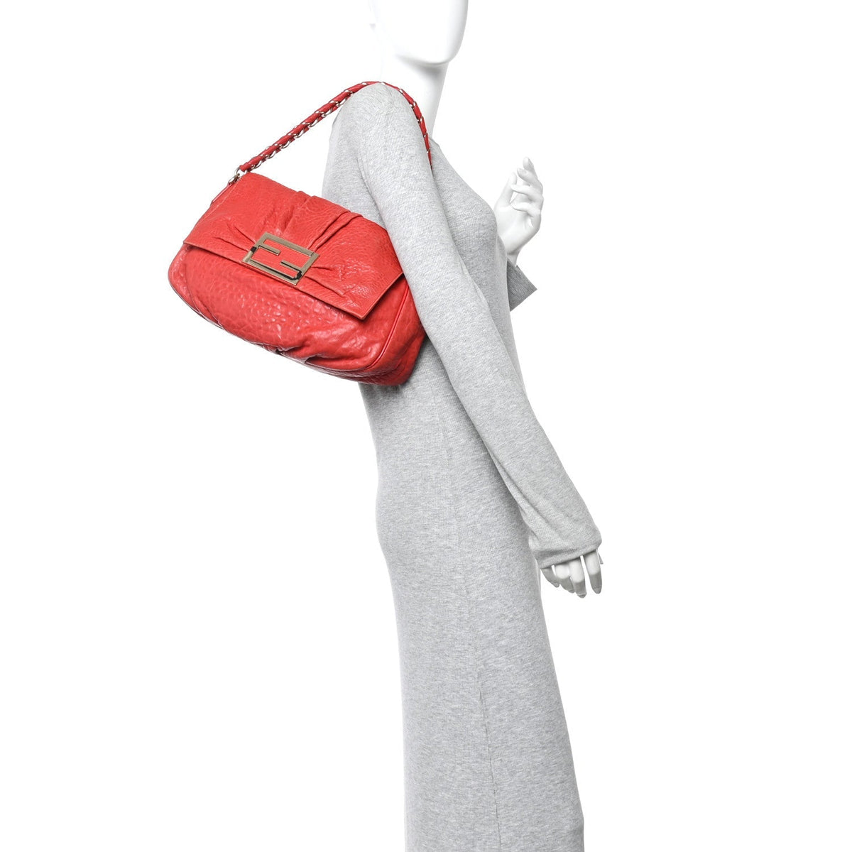 Crinkled Lambskin Mia Shoulder Flap Red