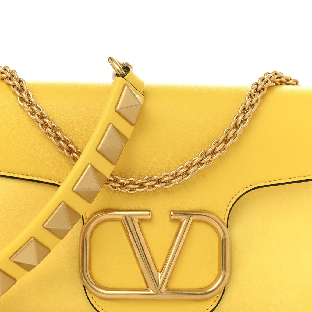 Nappa Stud Sign Shoulder Bag Bright Lemon