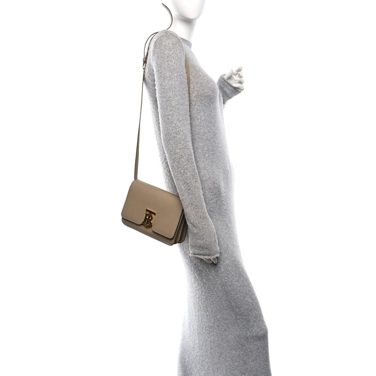 Grained Calfskin Small TB Bag Oat Beige