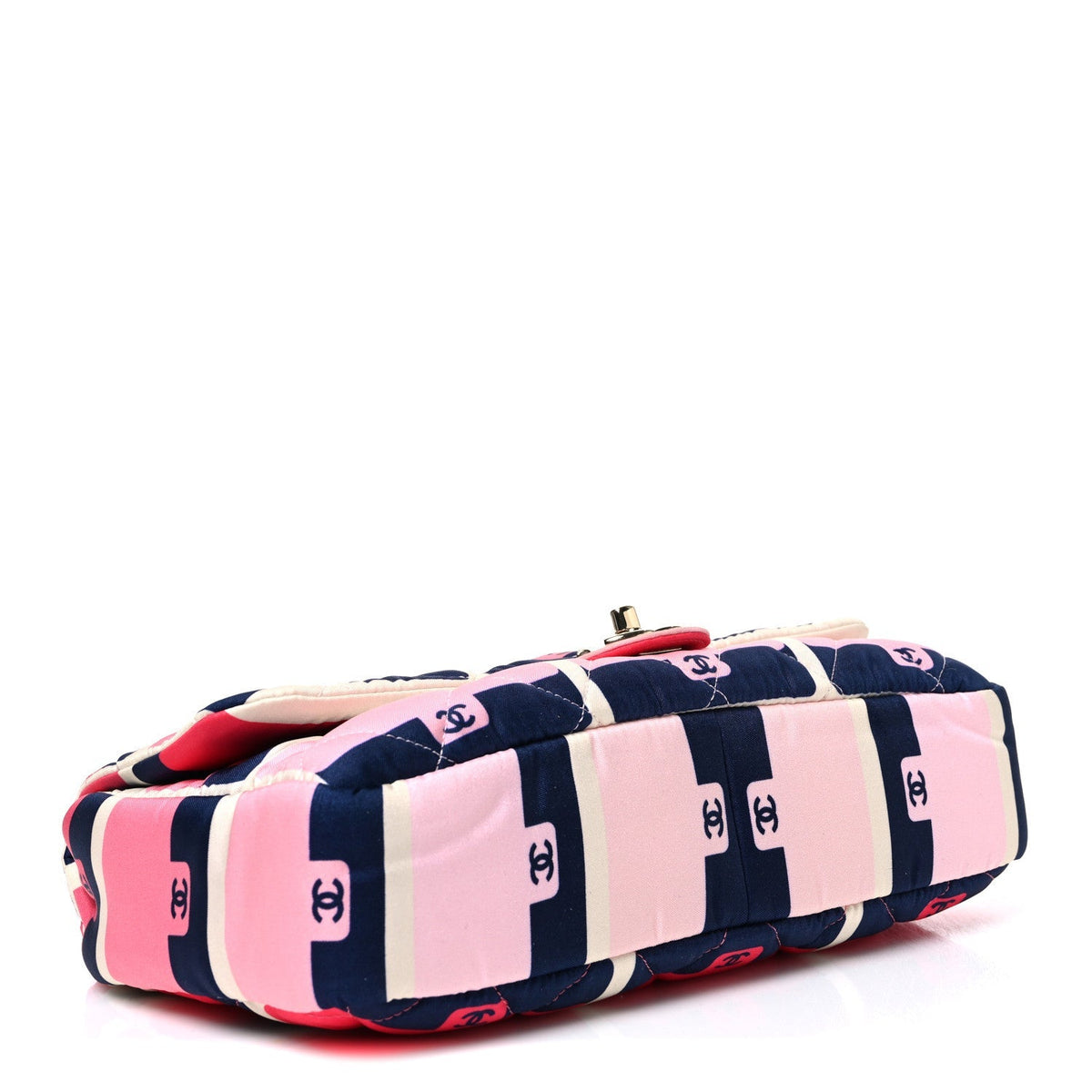Nylon Printed Medium Flap Pink Navy White