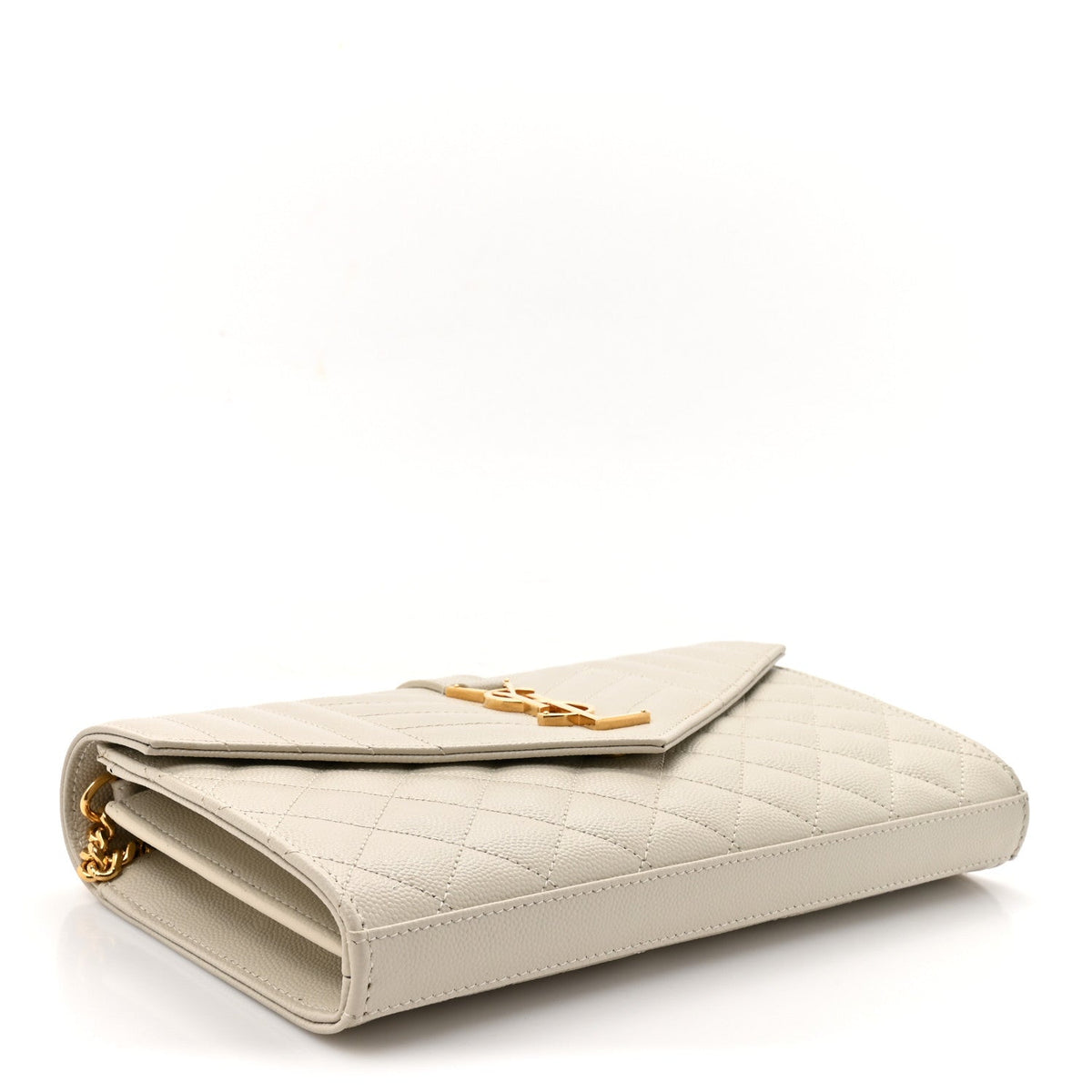 Grain De Poudre Mixed Matelasse Triquilt Monogram Chain Wallet Crema Soft