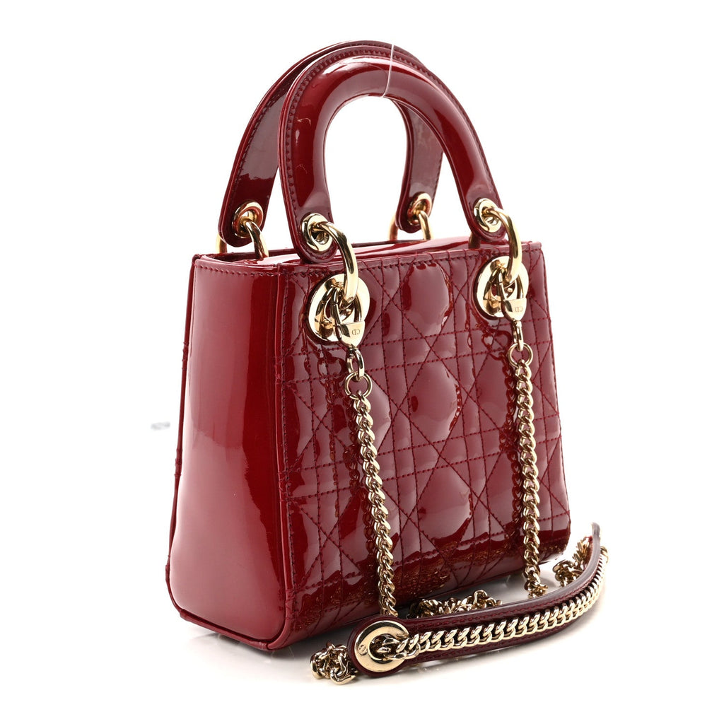 Patent Cannage Mini Lady Dior Red