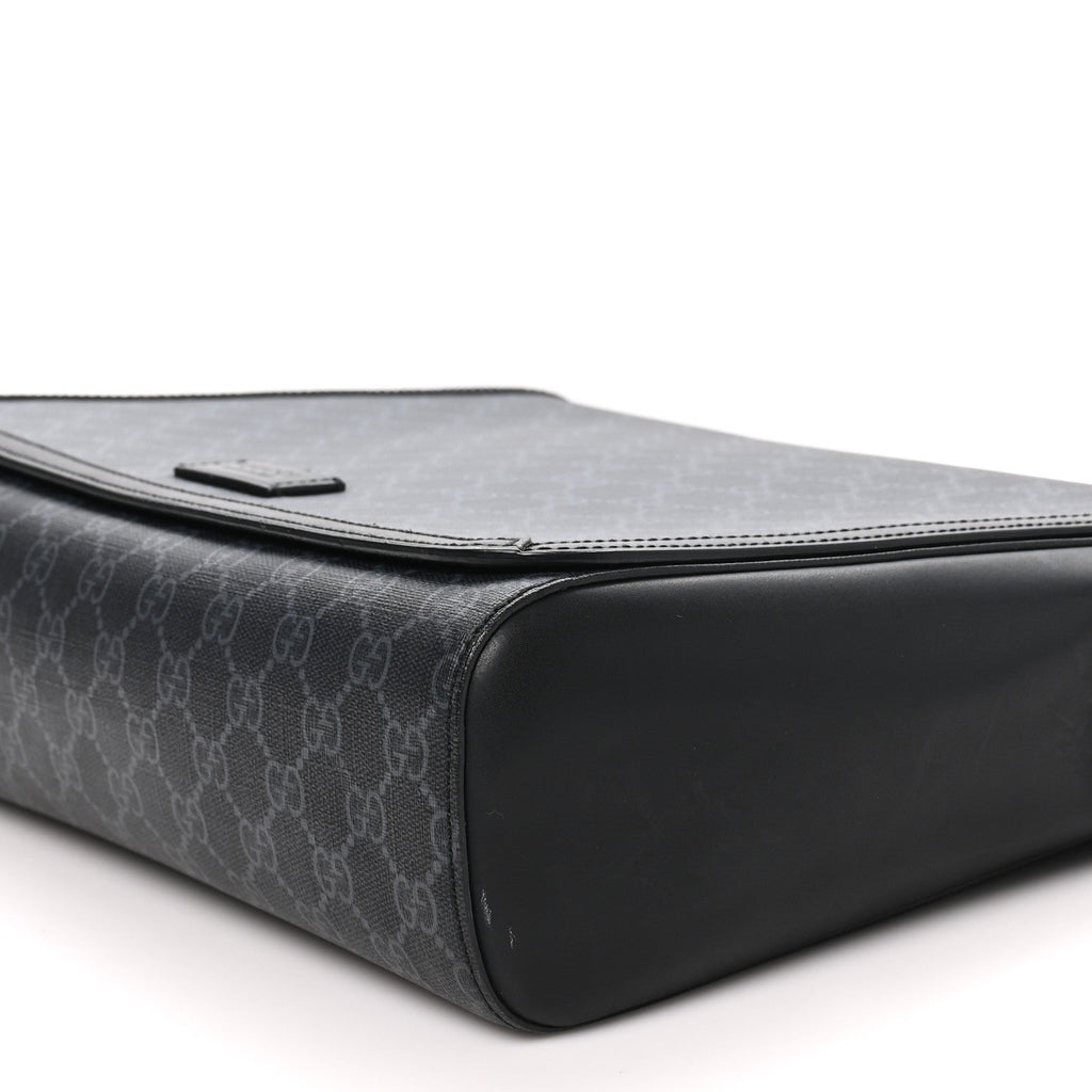 GG Supreme Monogram Web Flap Messenger Bag Black Grey