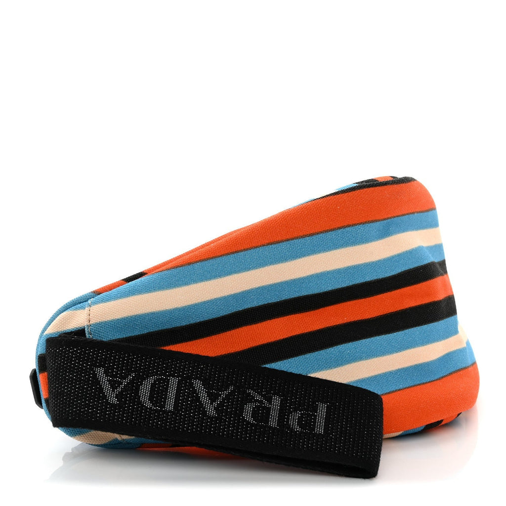 Canvas Baiadera Stripe Wristlet Pouch Arancio