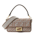 Wool Vitello King Houndstooth FF Embroidered Baguette Beige Moro
