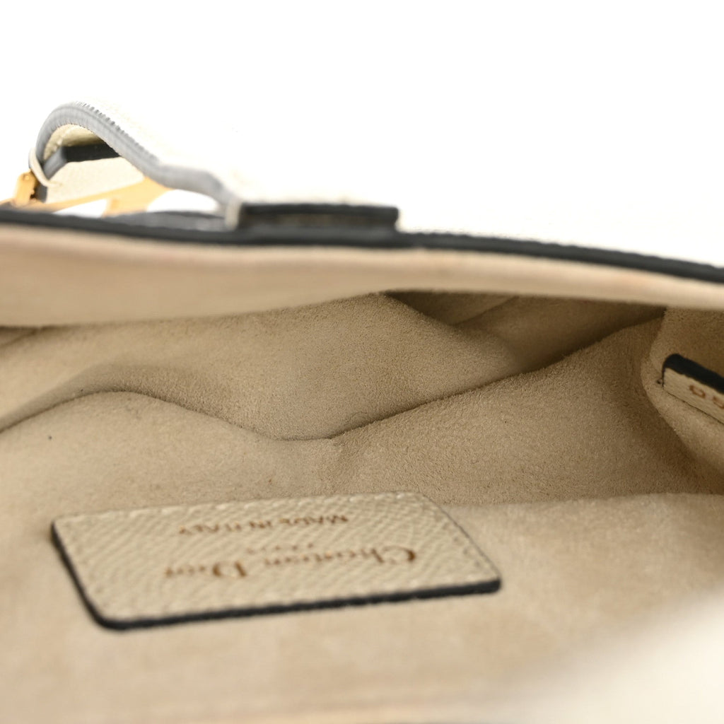 Grained Calfskin Mini Saddle Bag White
