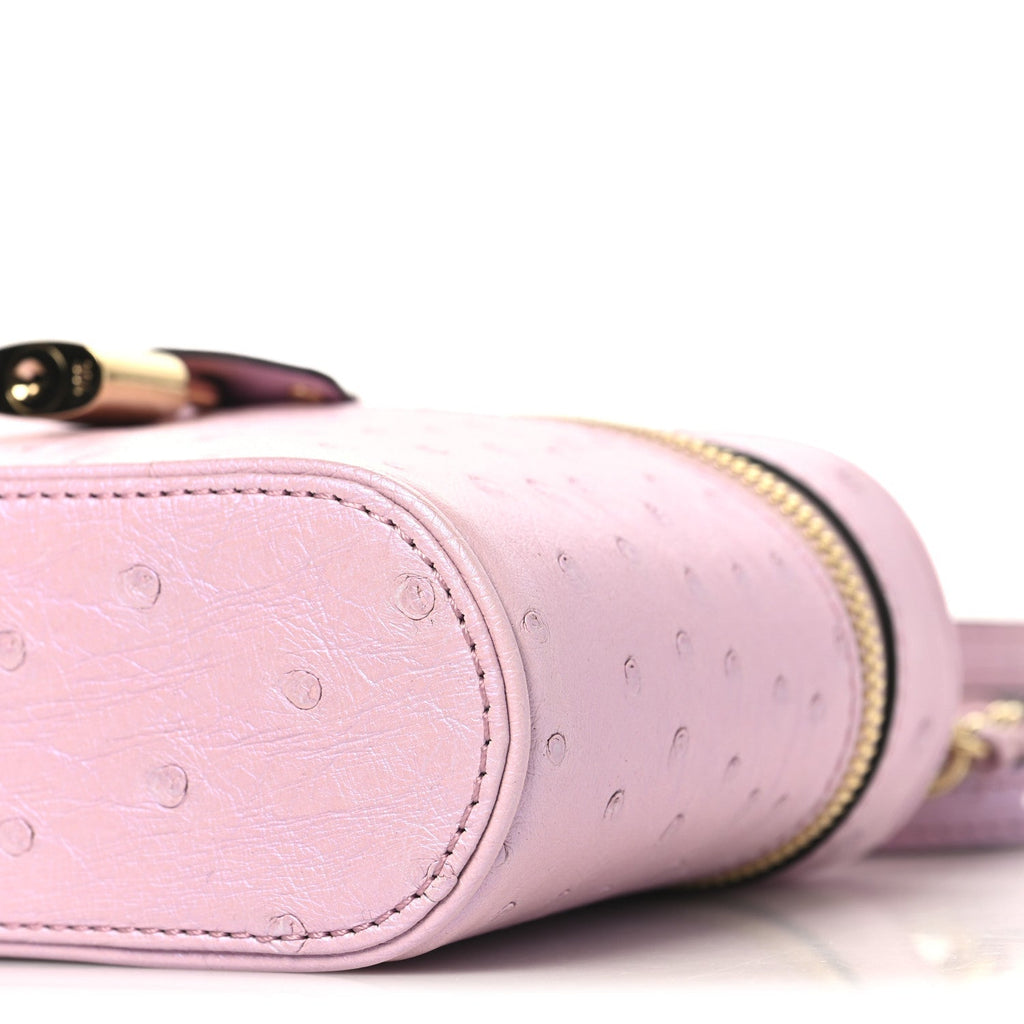 Ostrich Vanity Chain Pouch Pink