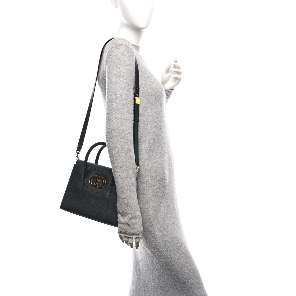 Grained Calfskin Medium St. Honore Tote Black