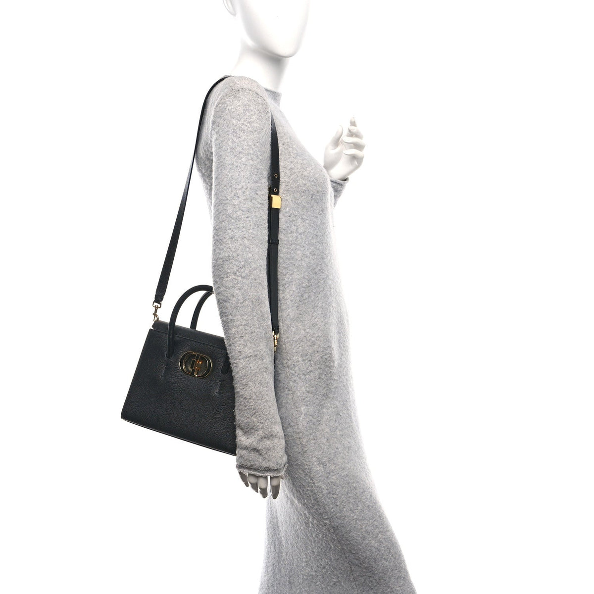 Grained Calfskin Medium St. Honore Tote Black