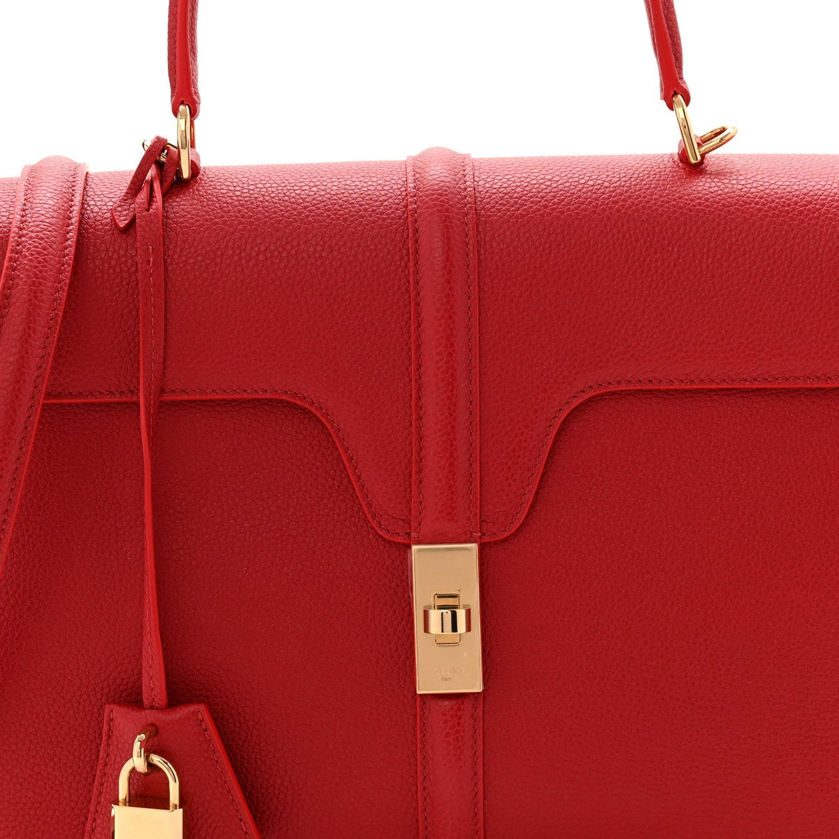 Grained Calfskin Classique 16 Top Handle Bag Red