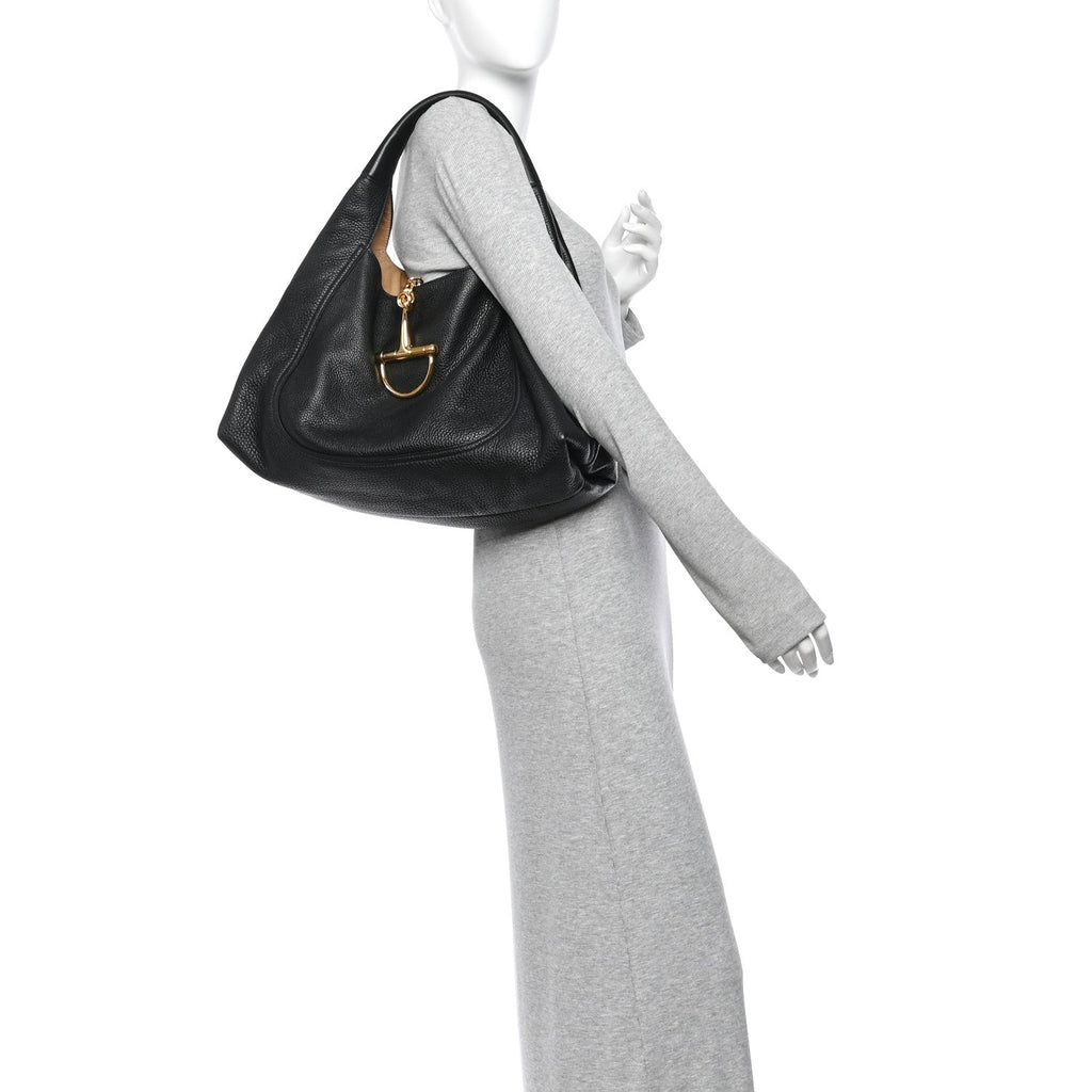 Grained Calfskin Softbit Maxi Shoulder Bag Black