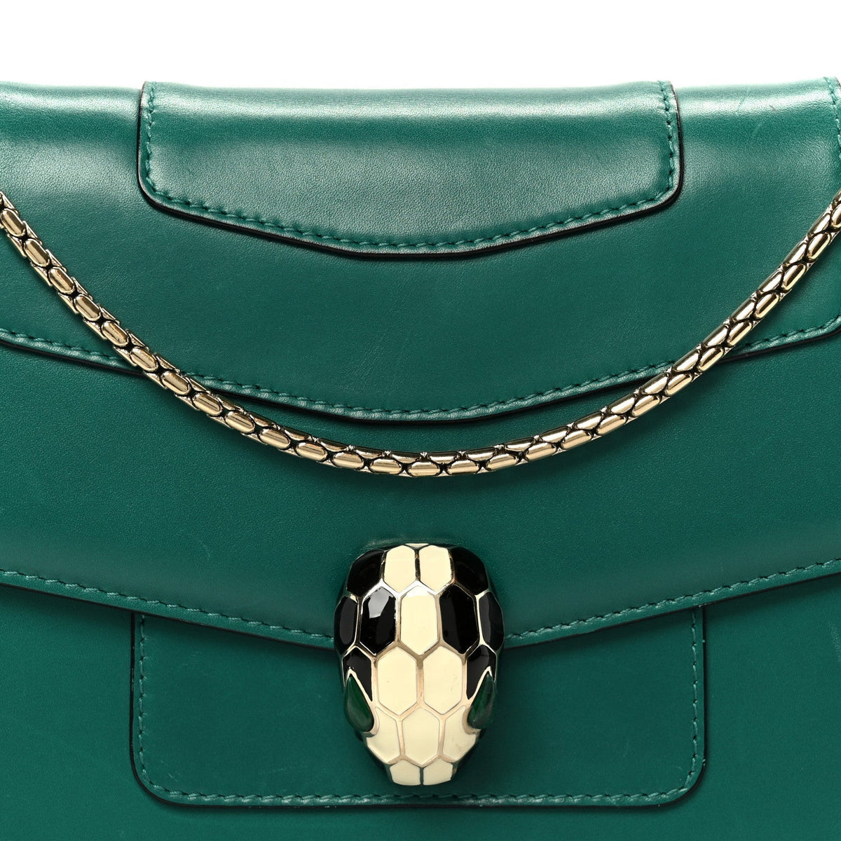 Calfskin Serpenti Forever Snake Strap Crossbody Bag Emerald Green