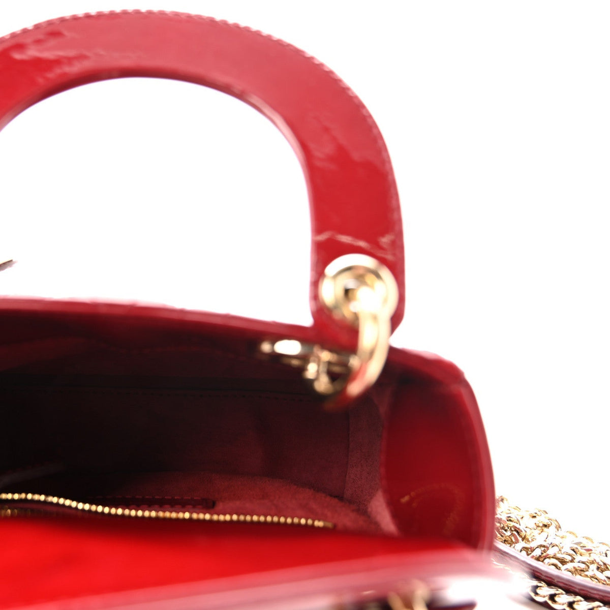 Patent Cannage Mini Lady Dior Red