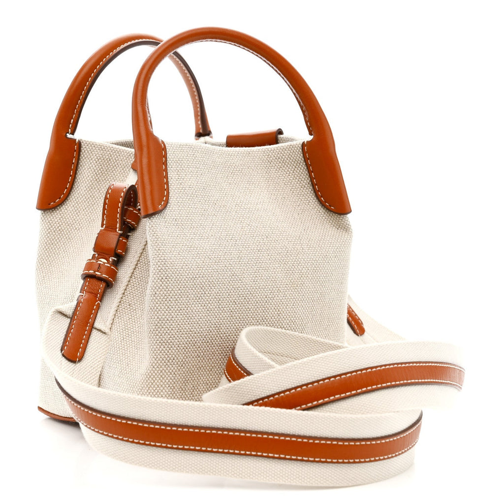 Cotton Linen Calfskin Micro Bale Bag Natural Warm Tan