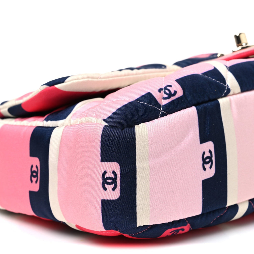 Nylon Printed Medium Flap Pink Navy White