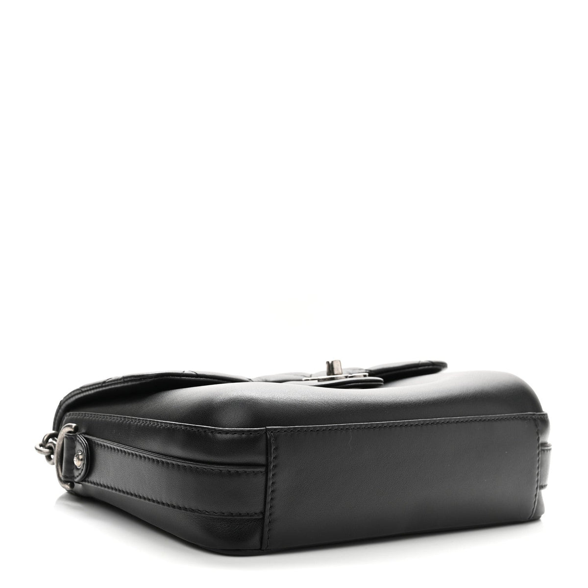 Calfskin Quilted Medium Rock My Shoulder Flap Black