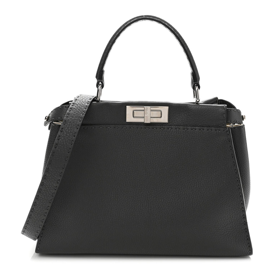 Cuoio Romano Selleria Bi-Color Medium Peekaboo Iconic Satchel Asphalt Milk