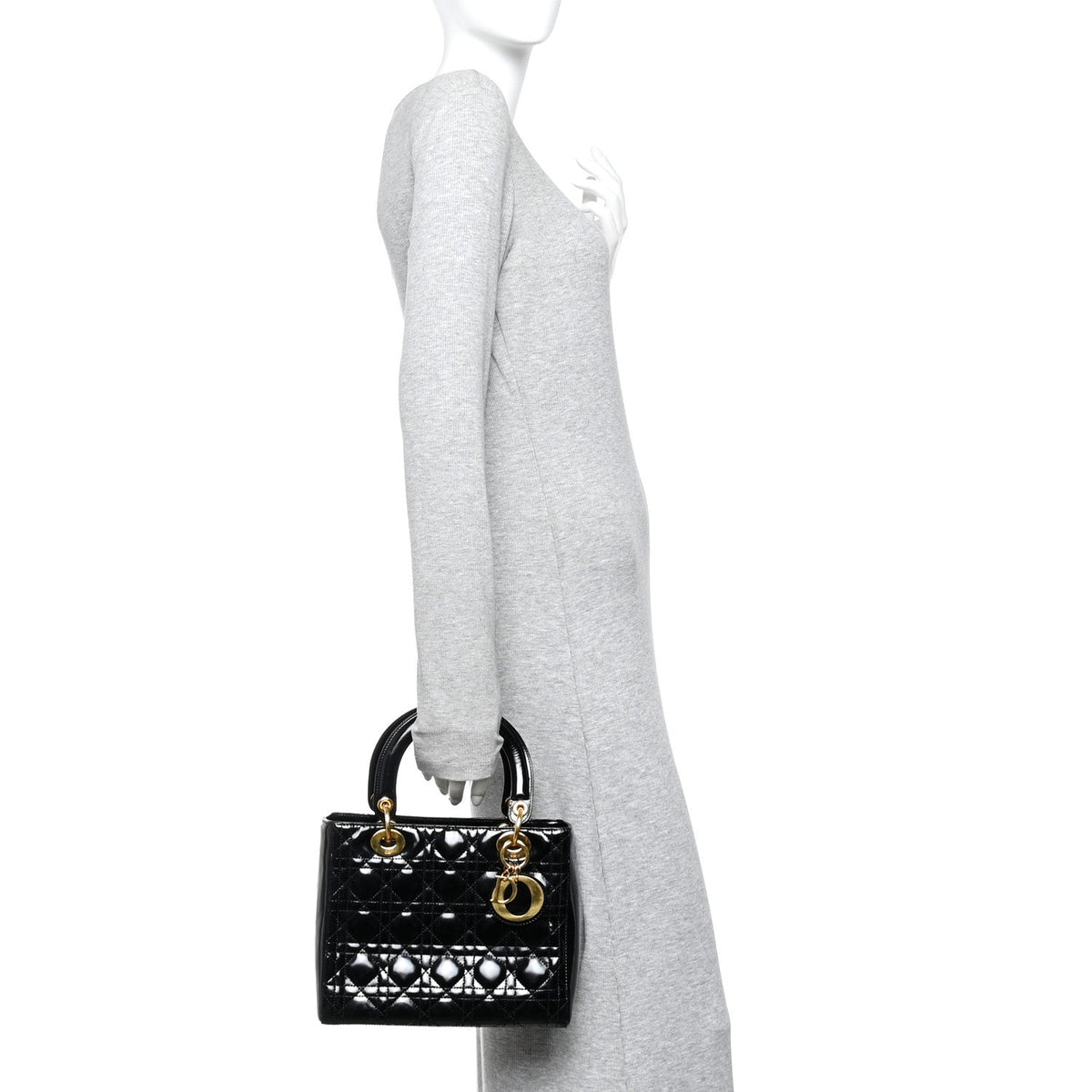 Patent Cannage Medium Lady Dior Black