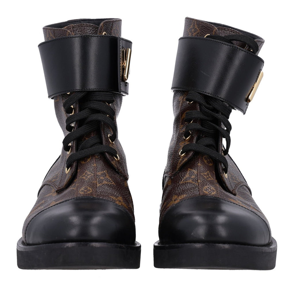 Calfskin Monogram Wonderland Flat Ranger Boots 38 Black