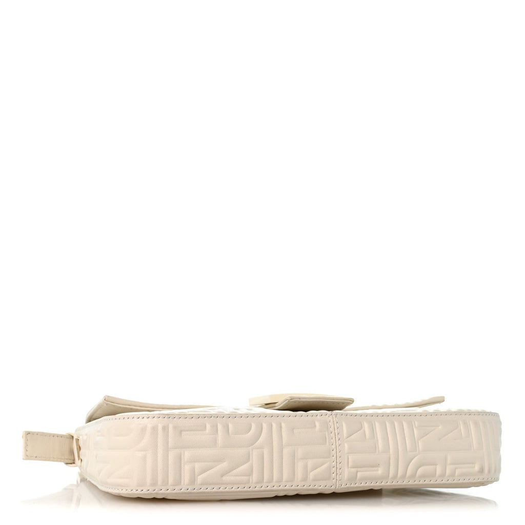 Nappa Logo Embossed Baguette White