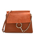 Suede Calfskin Medium Faye Shoulder Bag Tobacco