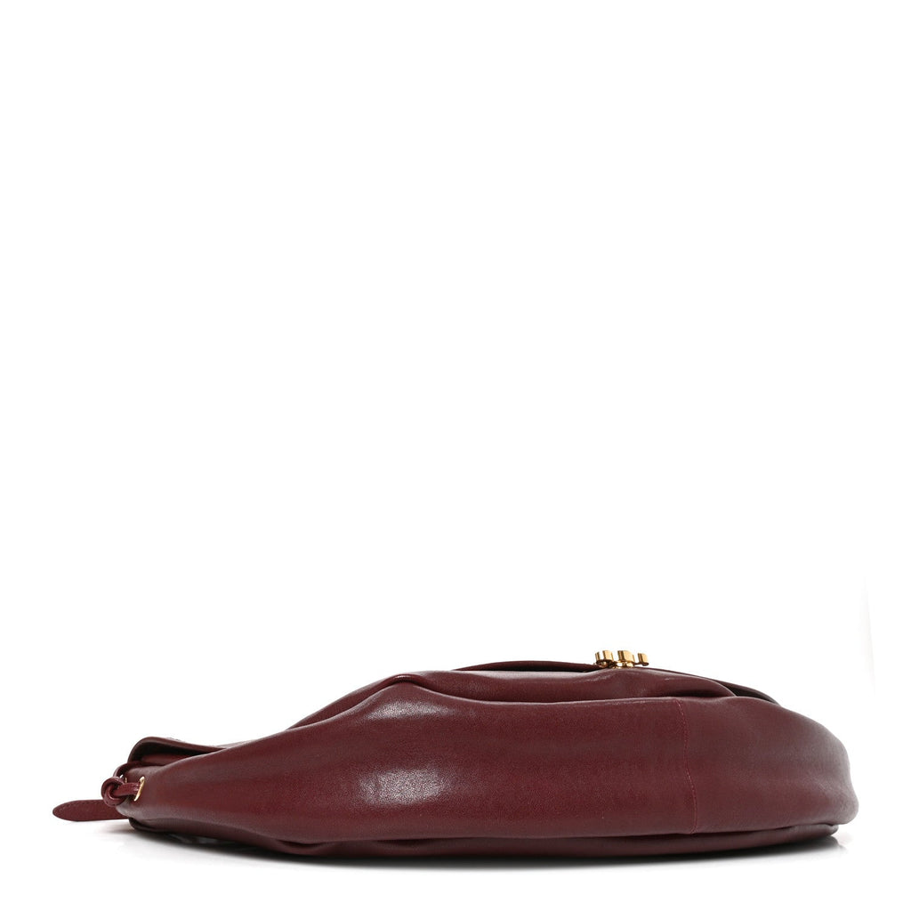 Shiny Lambskin Soft Triomphe Half Moon Bag Syrah