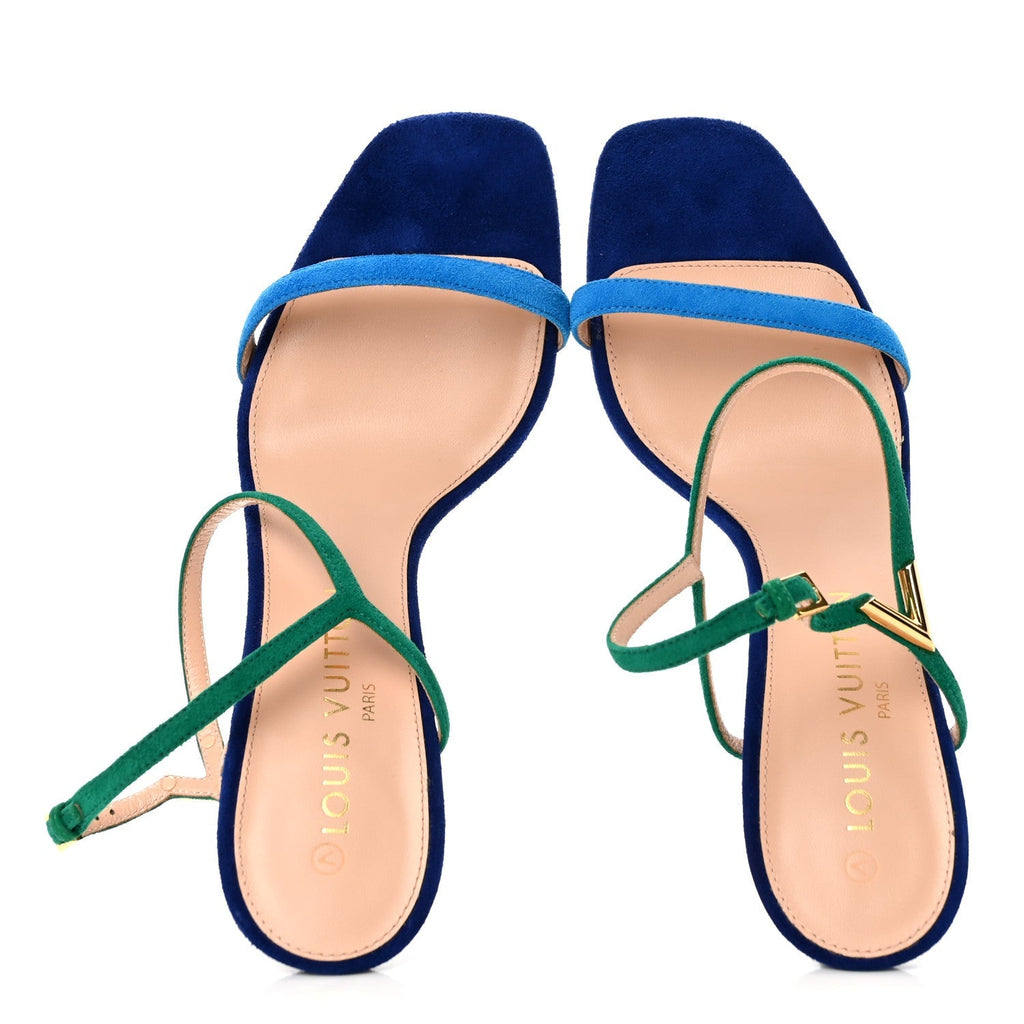 Suede Goatskin Blossom Sandals 39 Blue