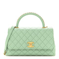 Caviar Quilted Small Coco Chain Handle Flap Light Green