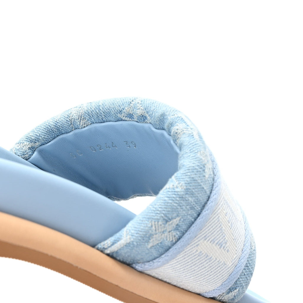 Monogram Denim LV Bliss Womens Comfort Mules 39 Turquoise