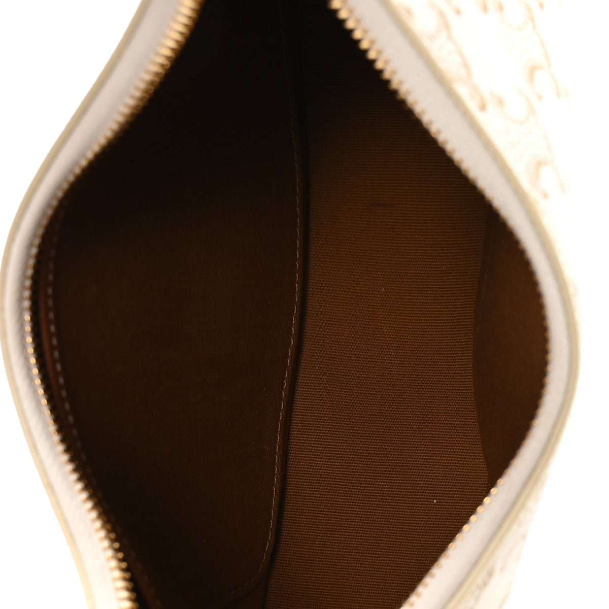 Canvas Calfskin Ava Triomphe Shoulder Bag White