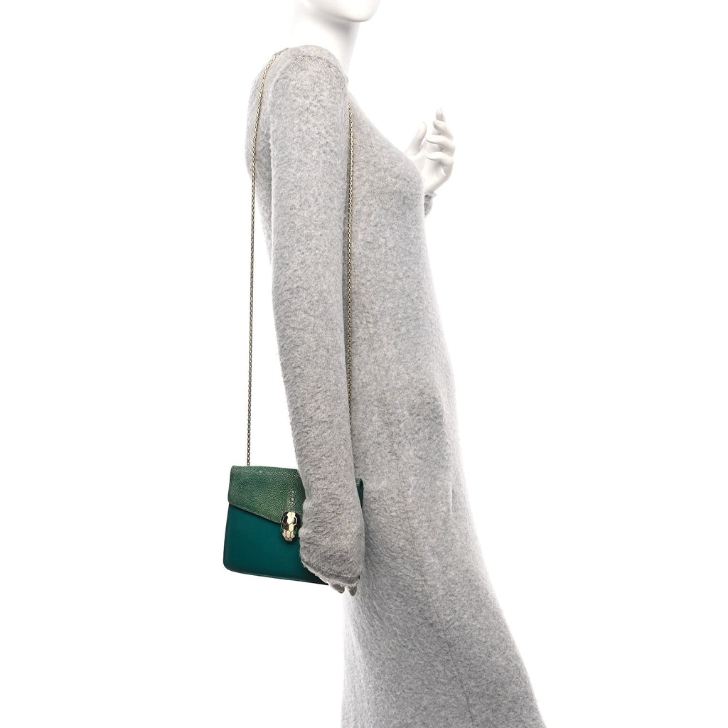Galuchat Calfskin Serpenti Forever Crossbody Bag Green