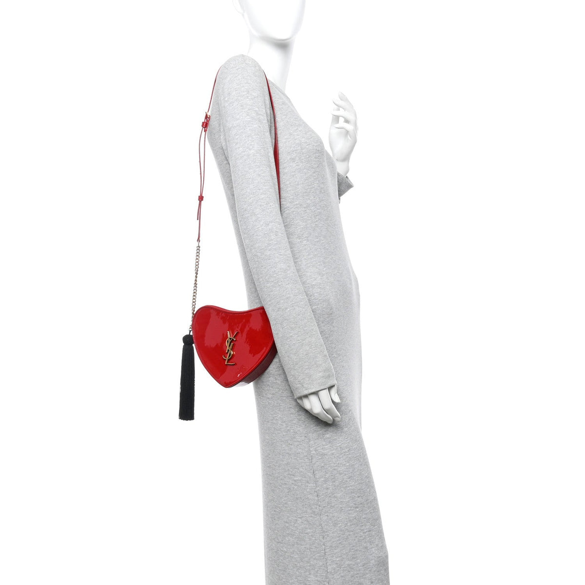 Patent Heart Monogram Crossbody Red