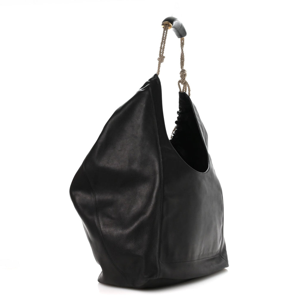 Calfskin XL Squeeze Cord Bag Black