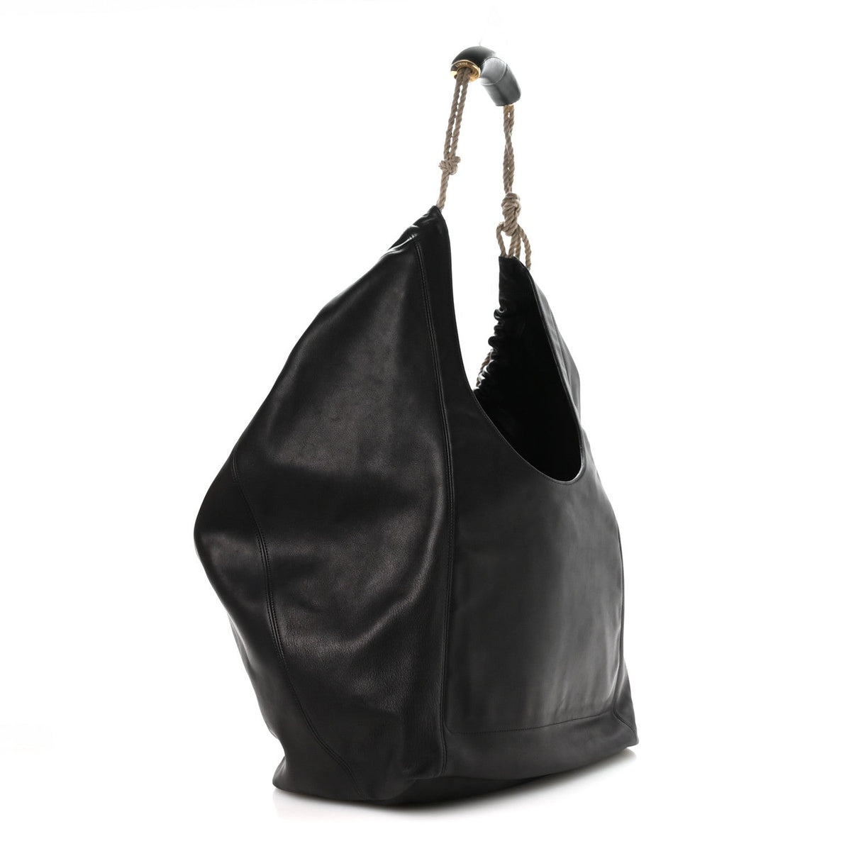 Calfskin XL Squeeze Cord Bag Black
