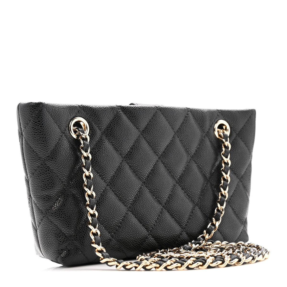 Caviar Quilted Classic Clutch Tote With Chain Black