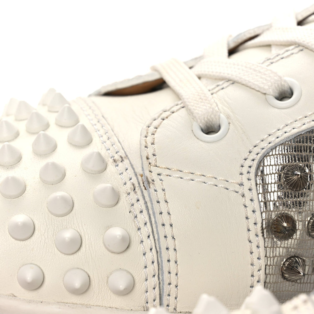 Nappa Laminato Dino Spikes Mens Yang Louis Flat Sneakers 45 Latte Silver