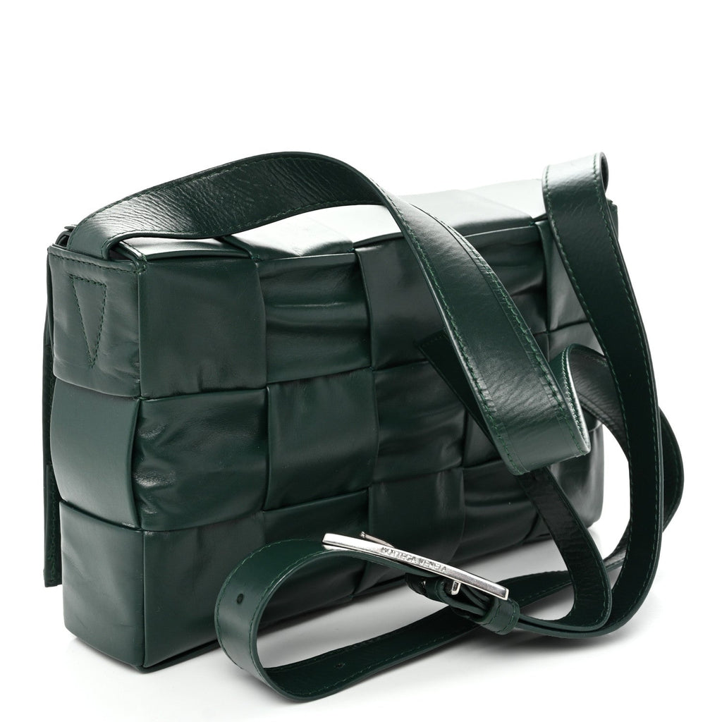 Paper Calfskin Maxi Intreccio Small Cassette Crossbody Bag Raintree