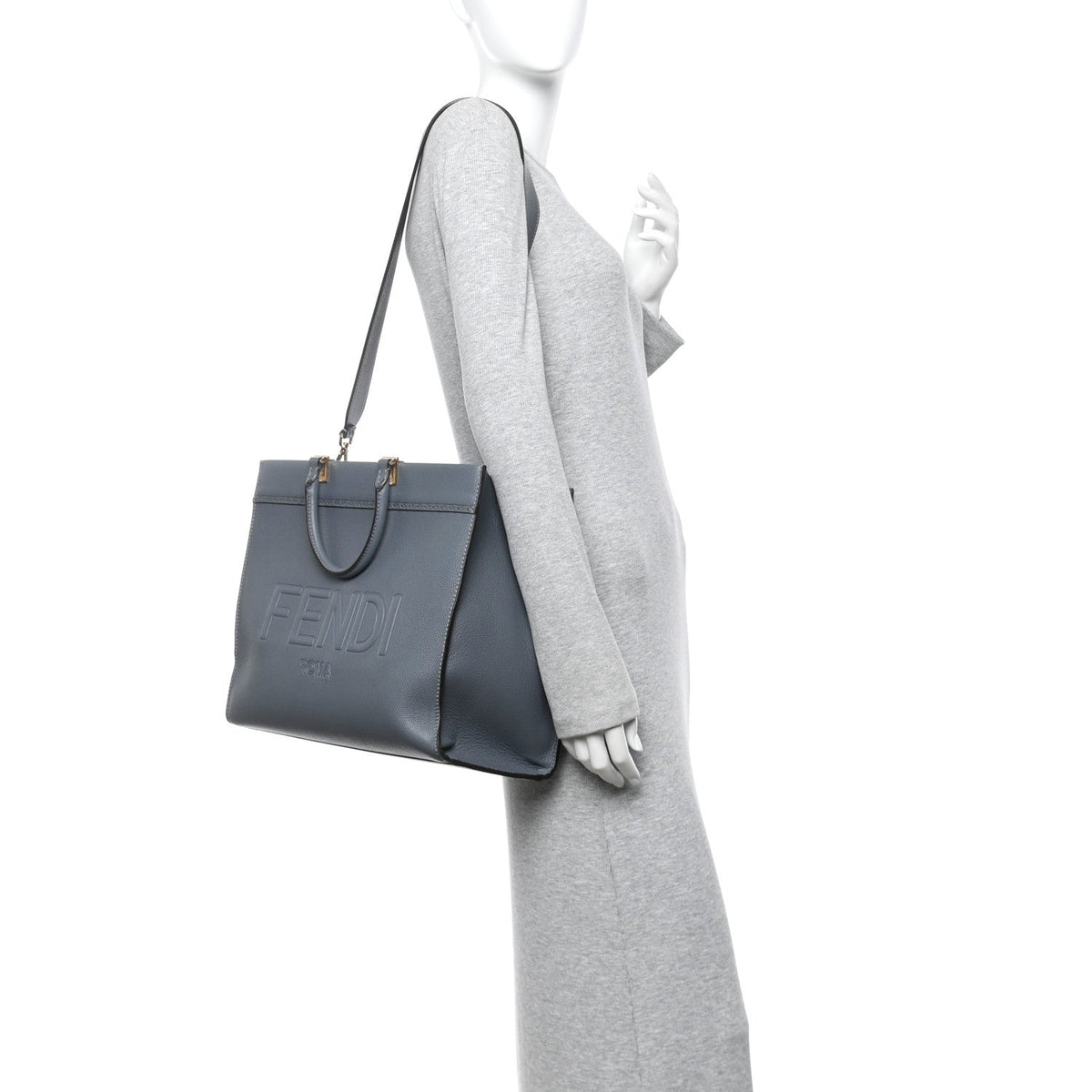 Vitello Cher Logo Debossed Medium Fendi Sunshine Shopper Tote Real Tempesta