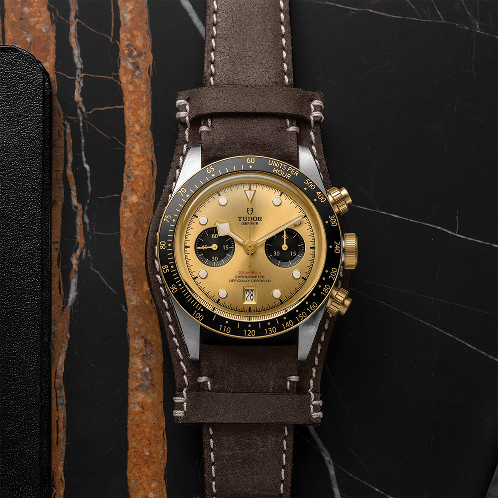 Black Bay Chrono S&G 41mm - Champagne on Brown Leather Strap