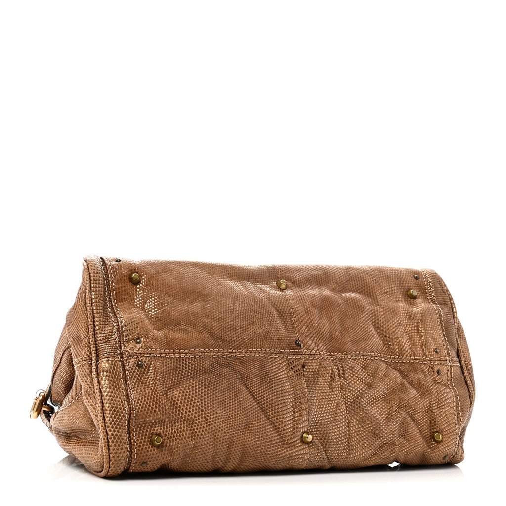 Lizard Medium Paddington Satchel Bronze