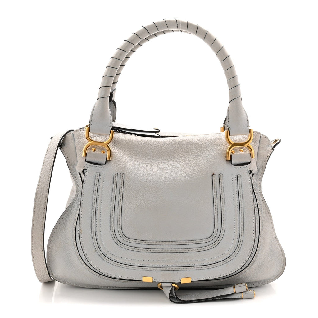 Calfskin Small Marcie Satchel Faded Blue