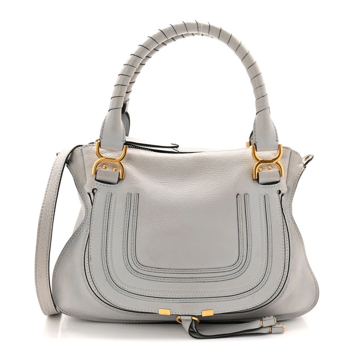 Calfskin Small Marcie Satchel Faded Blue