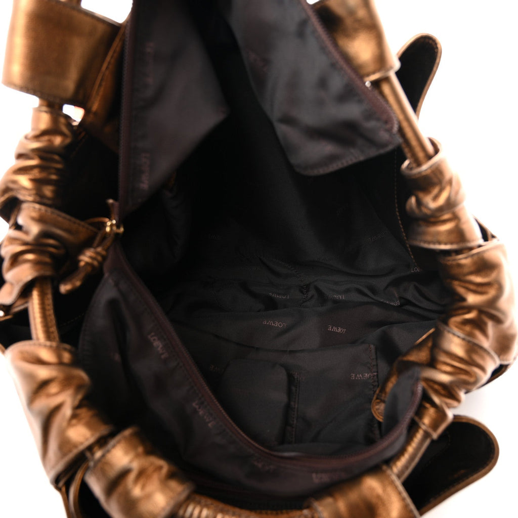Metallic Nappa Aire Shoulder Bag Bronce