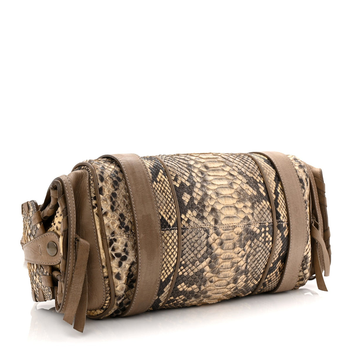 Snakeskin Calfskin Silverado Shoulder Bag Beige