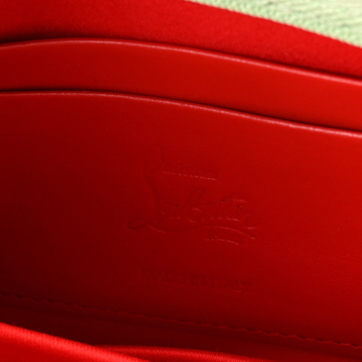 Patent Psychic Loubitwist Clutch Studio Green