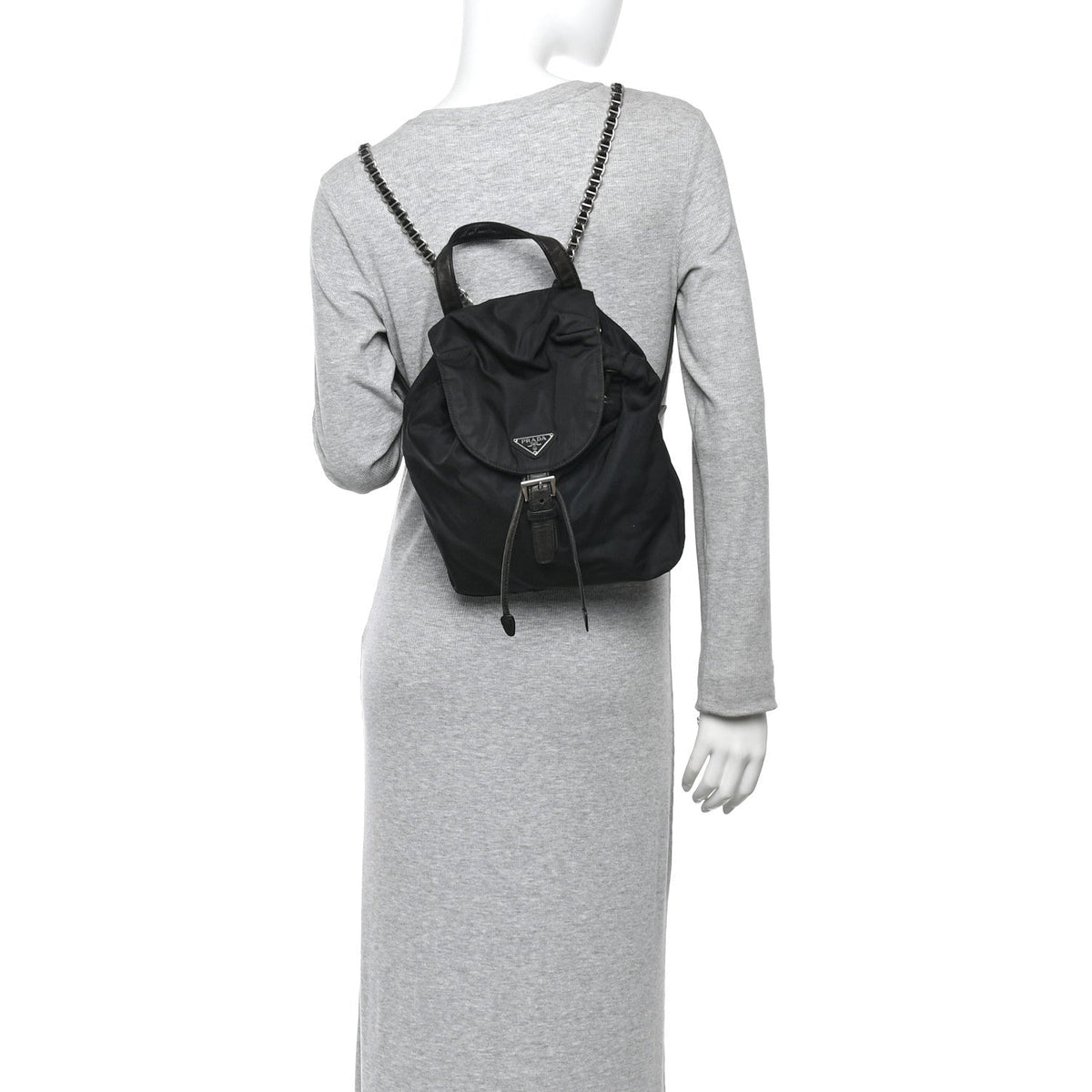 Tessuto Nylon Vela Chain Backpack Black