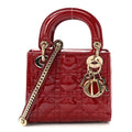 Patent Cannage Mini Lady Dior Red