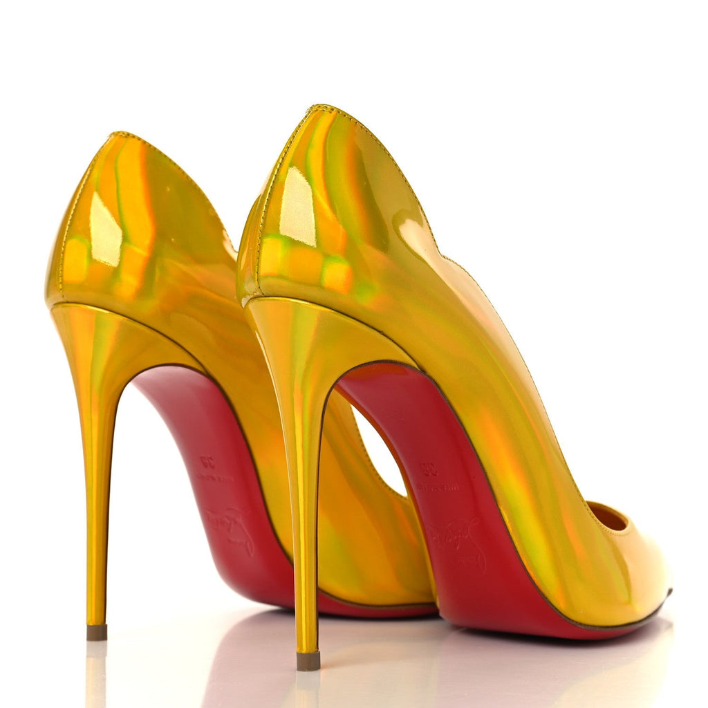 Metallic Patent Hot Chick 100 Pumps 38 Yellow