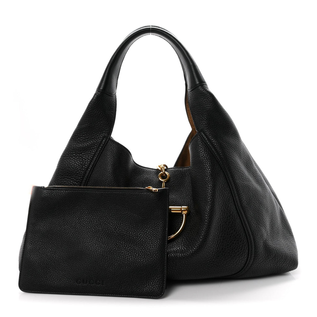 Grained Calfskin Softbit Maxi Shoulder Bag Black